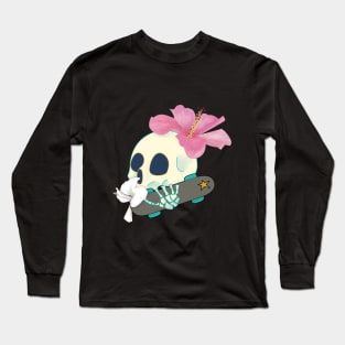 Cuban Flowers - skull Long Sleeve T-Shirt